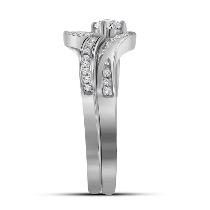 gndatlanta 14k White Gold Round Diamond Bridal Wedding Ring Set 13 Cttw Certified Rings
