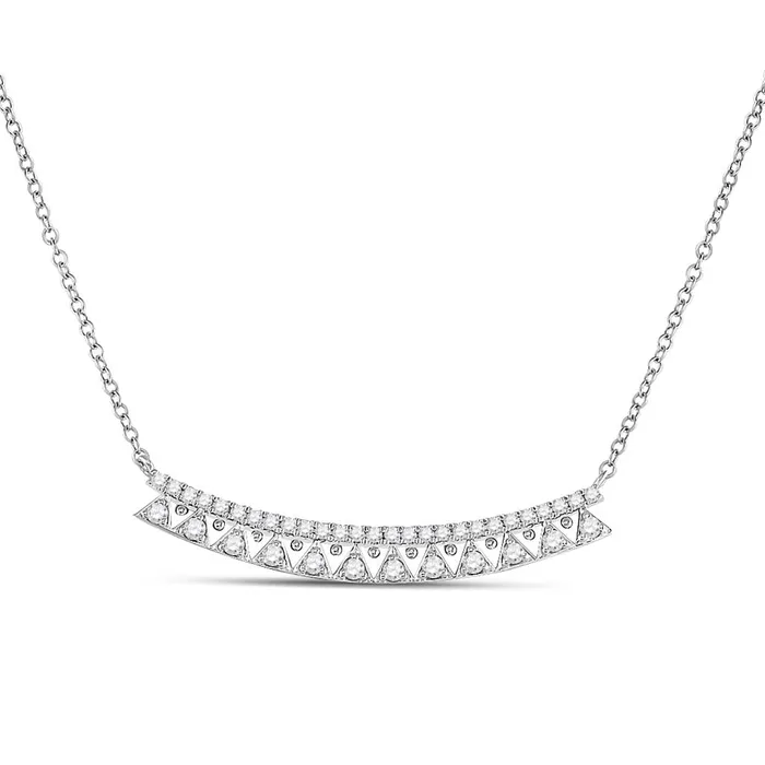 gndatlanta 14k White Gold Round Diamond Curved Bar Necklace 12 Cttw Necklaces gndatlanta 14k White Gold Round Diamond Curved Bar Necklace 12 Cttw Necklaces