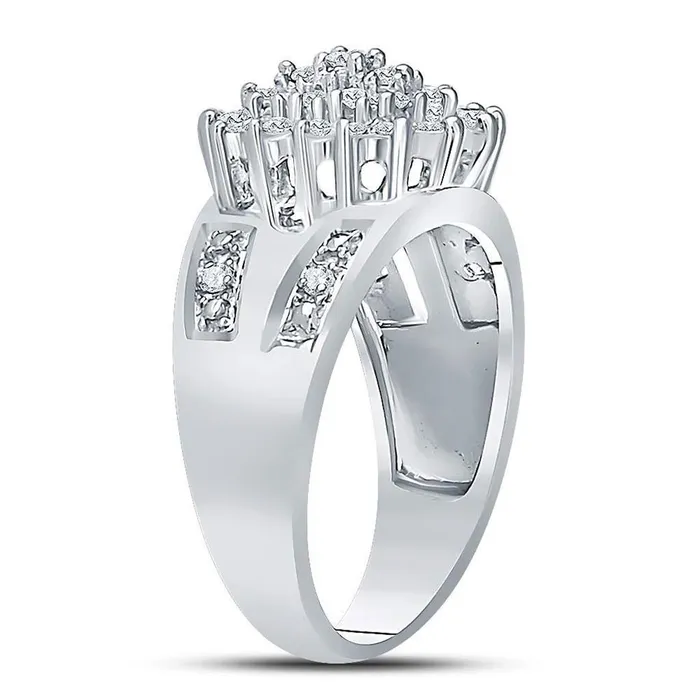 gndatlanta 14k White Gold Round Diamond Oval Cluster Ring 12 Cttw Rings