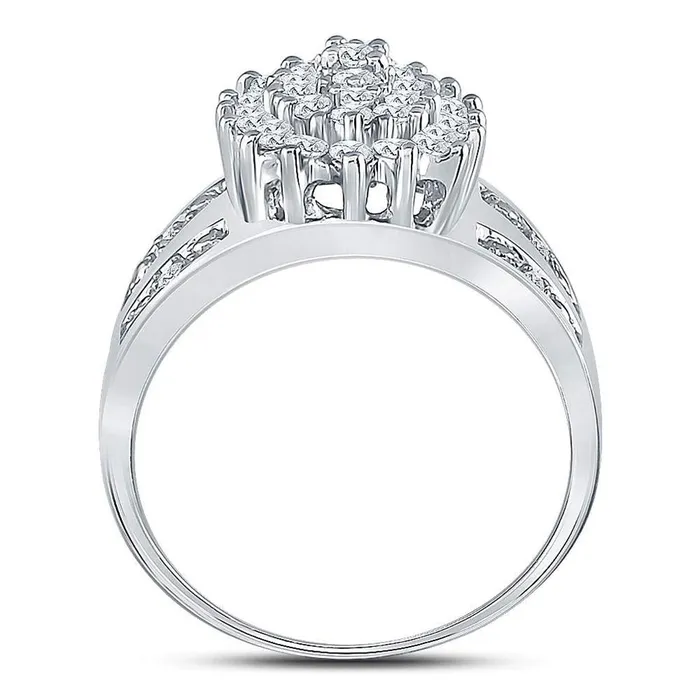 gndatlanta 14k White Gold Round Diamond Oval Cluster Ring 12 Cttw Rings