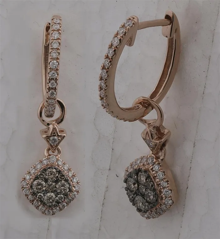 gndatlanta Earrings 14k Rose Gold Brown Diamond Hoop Square Dangle Earrings 12 Cttw gndatlanta Earrings 14k Rose Gold Brown Diamond Hoop Square Dangle Earrings 12 Cttw