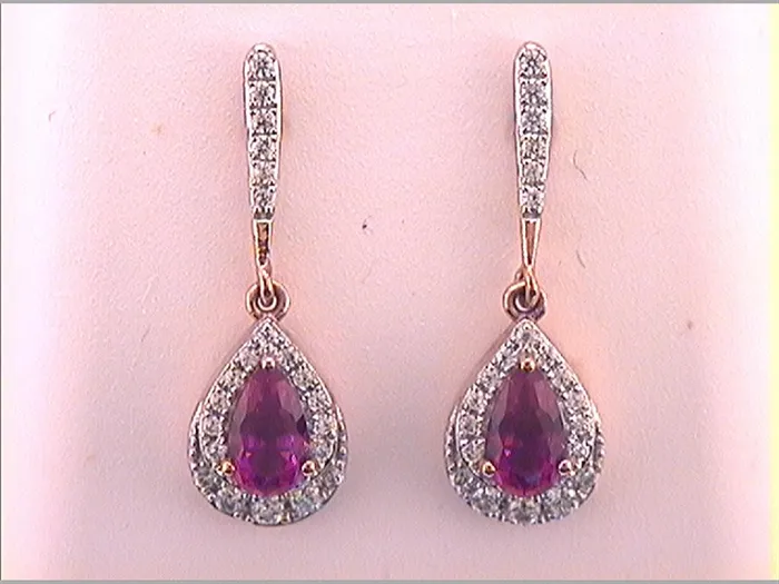 gndatlanta Earrings 14k Rose Gold Pear Ruby Teardrop Dangle Earrings 58 Cttw gndatlanta Earrings 14k Rose Gold Pear Ruby Teardrop Dangle Earrings 58 Cttw