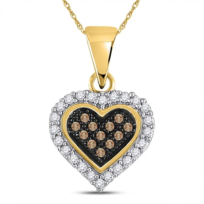 gndatlanta Necklaces 10k Yellow Gold Brown Diamond Heart Cluster Pendant 18 Cttw gndatlanta Necklaces 10k Yellow Gold Brown Diamond Heart Cluster Pendant 18 Cttw