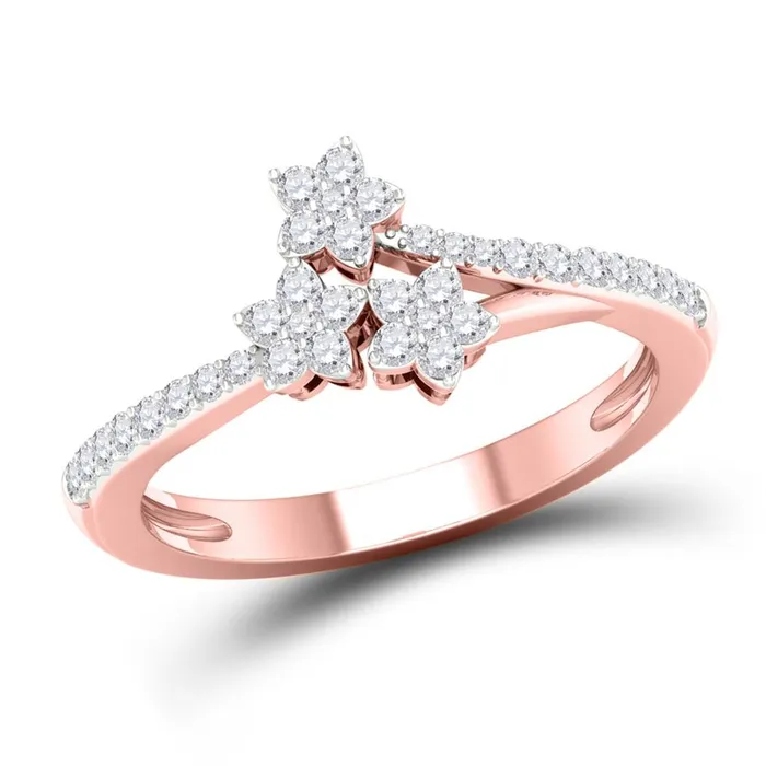 gndatlanta Rings 10k Rose Gold Round Diamond Flower Star Cluster Ring 14 Cttw gndatlanta Rings 10k Rose Gold Round Diamond Flower Star Cluster Ring 14 Cttw