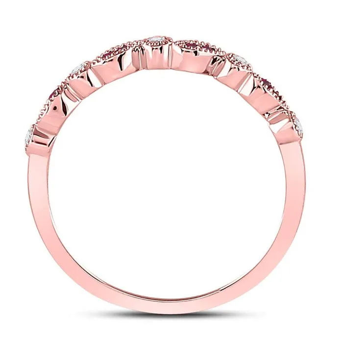 gndatlanta Rings 10k Rose Gold Round Ruby Diamond Marquise Dot Stackable Band Ring 18 Cttw