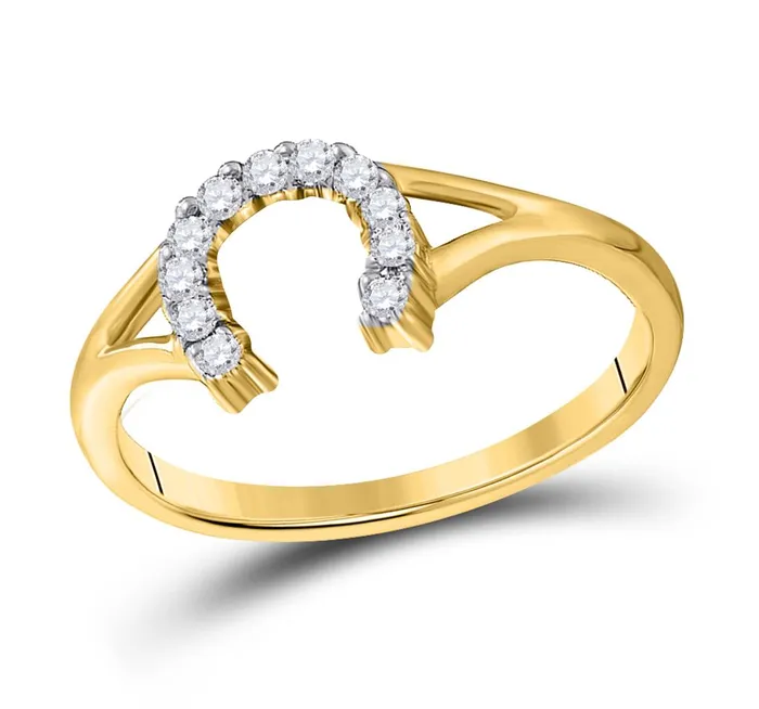 gndatlanta Rings 10k Yellow Gold Round Diamond Lucky Horseshoe Splitshank Ring 110 Cttw gndatlanta Rings 10k Yellow Gold Round Diamond Lucky Horseshoe Splitshank Ring 110 Cttw