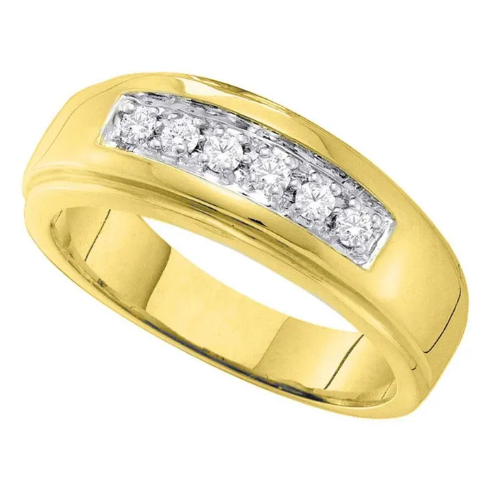 gndatlanta Rings 10k Yellow Gold Round Diamond Wedding Band Ring 14 Cttw