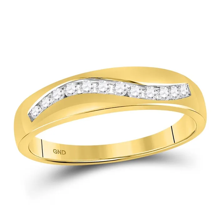 gndatlanta Rings 10k Yellow Gold Round Diamond Wedding Band Ring 14 Cttw
