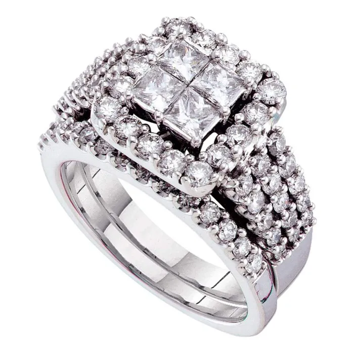 gndatlanta Rings 14k White Gold Diamond Bridal Wedding Ring Set 2 Cttw gndatlanta Rings 14k White Gold Diamond Bridal Wedding Ring Set 2 Cttw