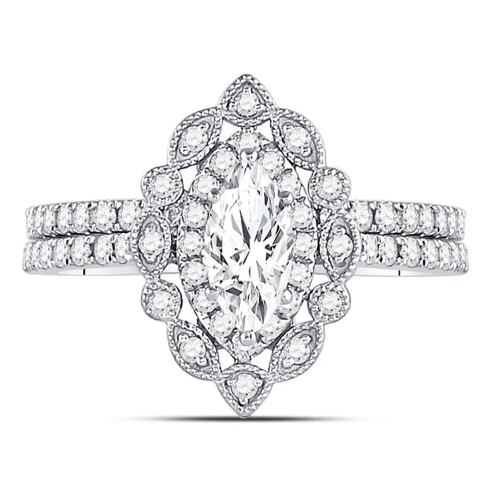 gndatlanta Rings 14k White Gold Marquise Diamond Bridal Wedding Ring Set 114 Cttw Certified
