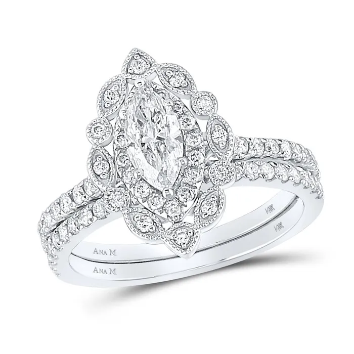 gndatlanta Rings 14k White Gold Marquise Diamond Bridal Wedding Ring Set 114 Cttw Certified