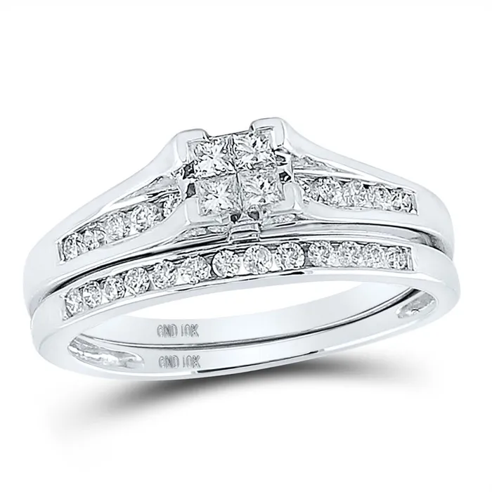 gndatlanta Rings 14k White Gold Princess Diamond Bridal Wedding Ring Set 12 Cttw gndatlanta Rings 14k White Gold Princess Diamond Bridal Wedding Ring Set 12 Cttw