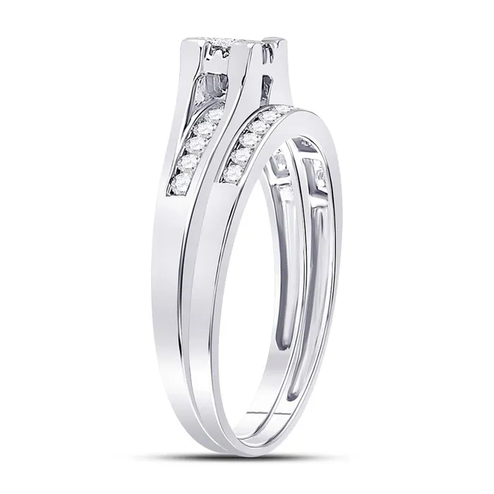 gndatlanta Rings 14k White Gold Princess Diamond Bridal Wedding Ring Set 12 Cttw