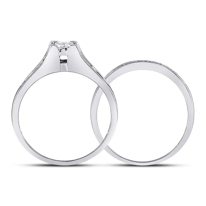 gndatlanta Rings 14k White Gold Princess Diamond Bridal Wedding Ring Set 12 Cttw