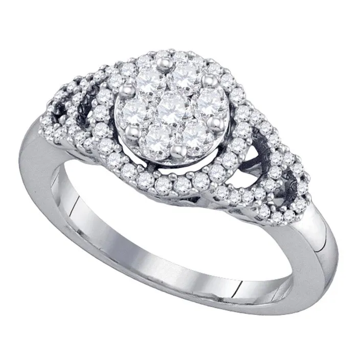 gndatlanta Rings 14k White Gold Round Diamond Cluster Ring 34 Cttw