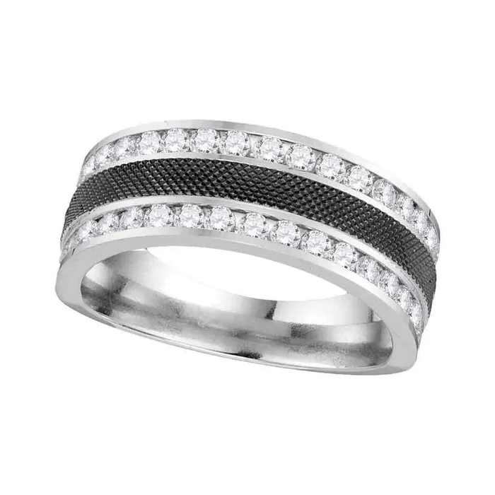 gndatlanta Rings 14k White Gold Round Diamond Double Row Wedding Band Ring 1 Cttw gndatlanta Rings 14k White Gold Round Diamond Double Row Wedding Band Ring 1 Cttw