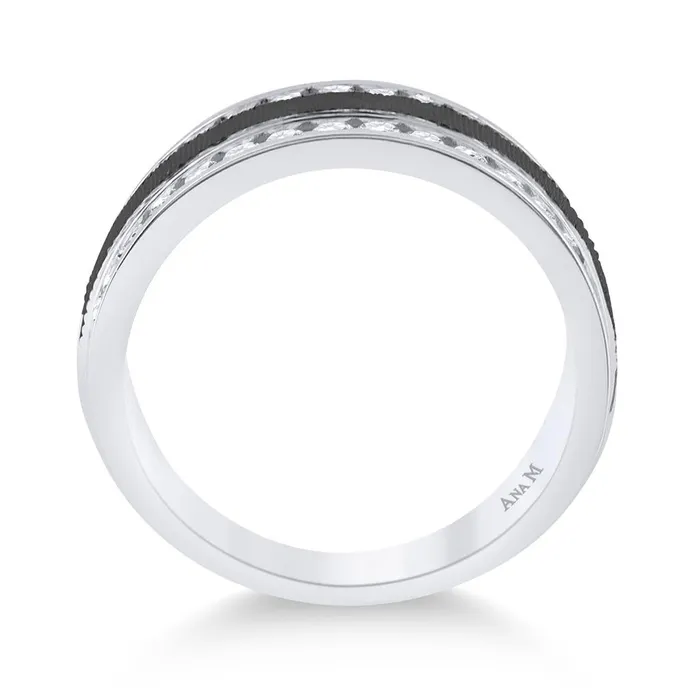 gndatlanta Rings 14k White Gold Round Diamond Double Row Wedding Band Ring 1 Cttw