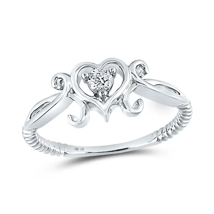 gndatlanta Rings 14k White Gold Round Diamond Heart Solitaire Ring 110 Cttw gndatlanta Rings 14k White Gold Round Diamond Heart Solitaire Ring 110 Cttw