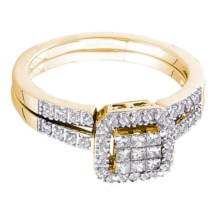 gndatlanta Rings 14k Yellow Gold Princess Diamond Bridal Wedding Ring Set 38 Cttw gndatlanta Rings 14k Yellow Gold Princess Diamond Bridal Wedding Ring Set 38 Cttw