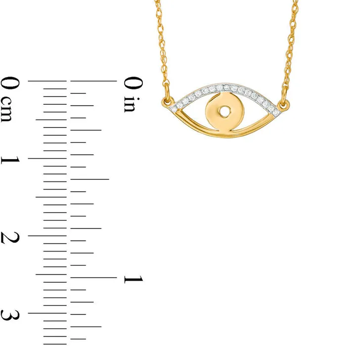Goldia 005 CT TW Natural Diamond LaserCut Evil Eye Necklace in 10K Yellow Gold Necklaces Goldia 005 CT TW Natural Diamond LaserCut Evil Eye Necklace in 10K Yellow Gold Necklaces
