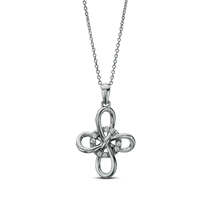 Goldia 007 CT TW Natural Diamond Interlocking Circle and Loop Pendant in Sterling Silver Necklaces Goldia 007 CT TW Natural Diamond Interlocking Circle and Loop Pendant in Sterling Silver Necklaces