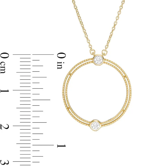 Goldia 01 CT TW Natural Diamond Double Row Open Circle Necklace in 10K Yellow Gold Necklaces Goldia 01 CT TW Natural Diamond Double Row Open Circle Necklace in 10K Yellow Gold Necklaces