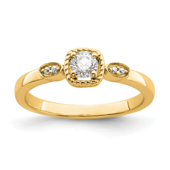 Goldia 025ct CZ Solid Real 14k Polish Petite Rope Edge Round Complete Dia Ring Rings Goldia 025ct CZ Solid Real 14k Polish Petite Rope Edge Round Complete Dia Ring Rings