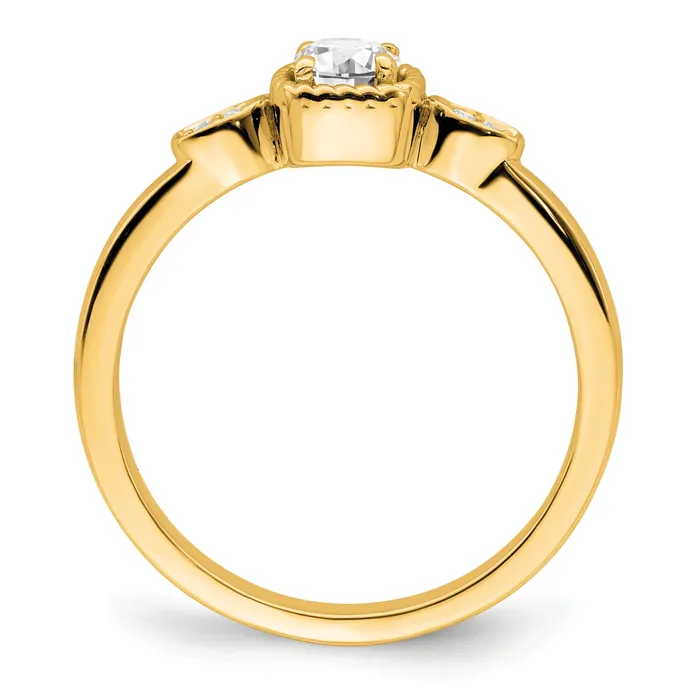 Goldia 025ct CZ Solid Real 14k Polish Petite Rope Edge Round Complete Dia Ring Rings