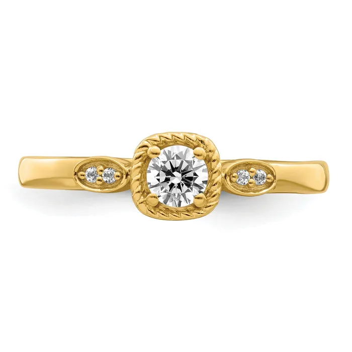 Goldia 025ct CZ Solid Real 14k Polish Petite Rope Edge Round Complete Dia Ring Rings