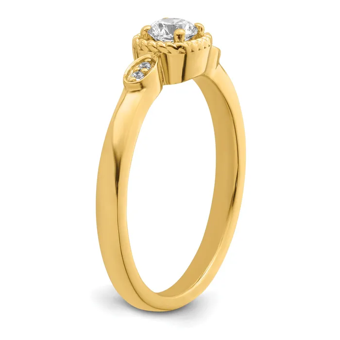 Goldia 025ct CZ Solid Real 14k Polish Petite Rope Edge Round Complete Dia Ring Rings