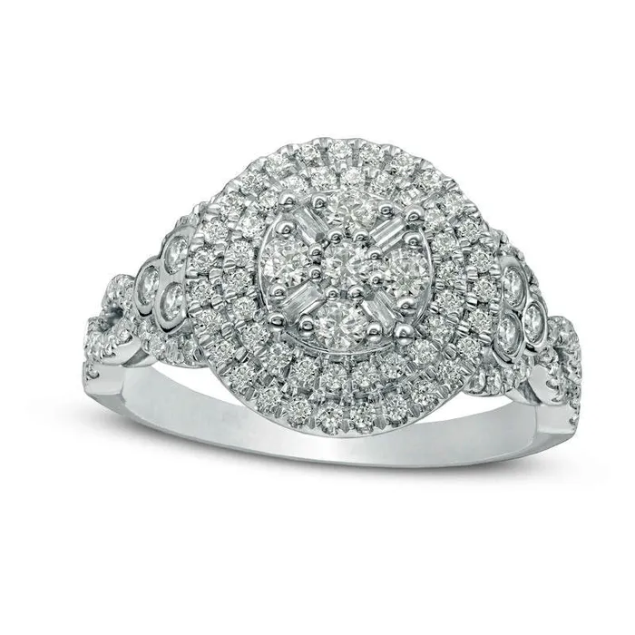 Goldia 10 CT TW Composite Natural Diamond Frame Twist Engagement Ring in Solid 10K White Gold Rings Goldia 10 CT TW Composite Natural Diamond Frame Twist Engagement Ring in Solid 10K White Gold Rings