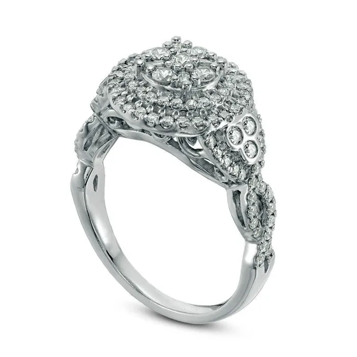 Goldia 10 CT TW Composite Natural Diamond Frame Twist Engagement Ring in Solid 10K White Gold Rings Goldia 10 CT TW Composite Natural Diamond Frame Twist Engagement Ring in Solid 10K White Gold Rings