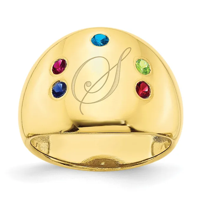 Goldia 10K Yellow Gold 5 Birthstone Personalized Cigar Ring Rings
