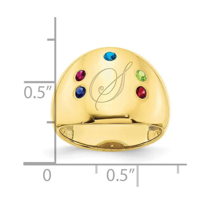 Goldia 10K Yellow Gold 5 Birthstone Personalized Cigar Ring Rings