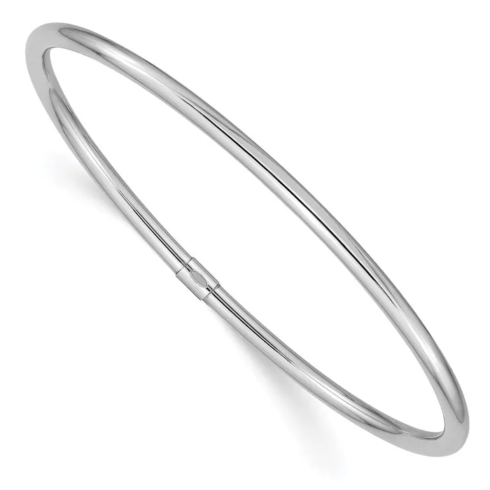 Goldia 14k White Gold 3mm Polished Round Tube Slipon Bangle Earrings