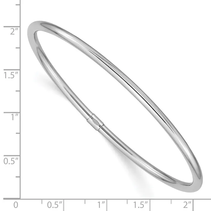 Goldia 14k White Gold 3mm Polished Round Tube Slipon Bangle Earrings