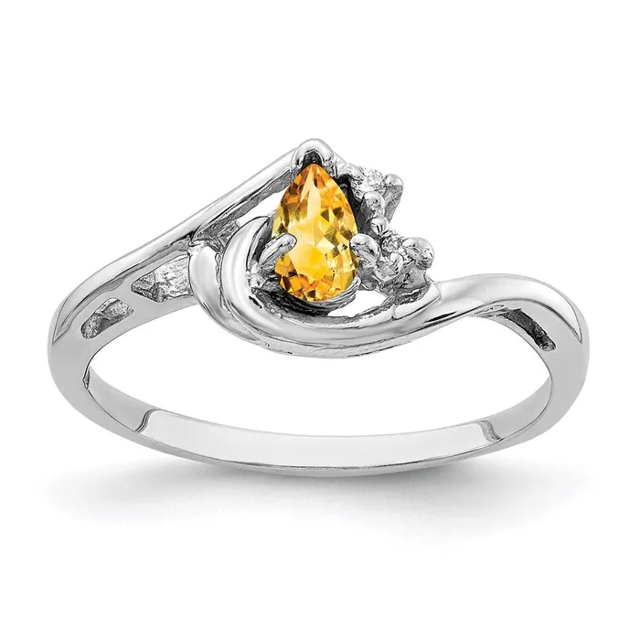 Goldia 14k White Gold 5x3mm Pear Citrine A Real Diamond ring Rings