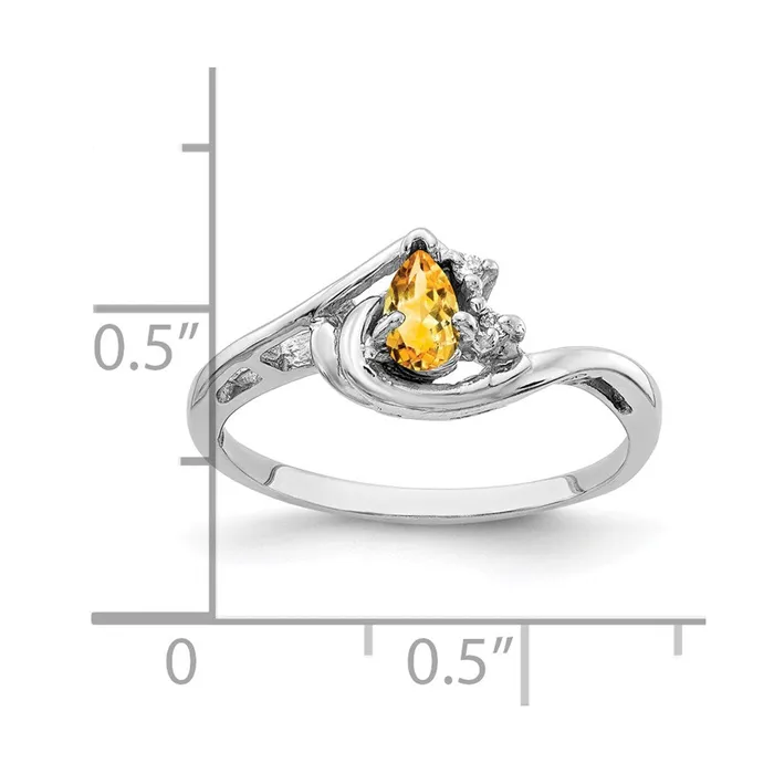 Goldia 14k White Gold 5x3mm Pear Citrine A Real Diamond ring Rings