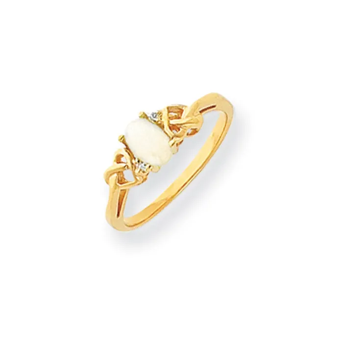 Goldia 14k Yellow Gold 6x4mm Oval Opal VS Diamond ring Rings