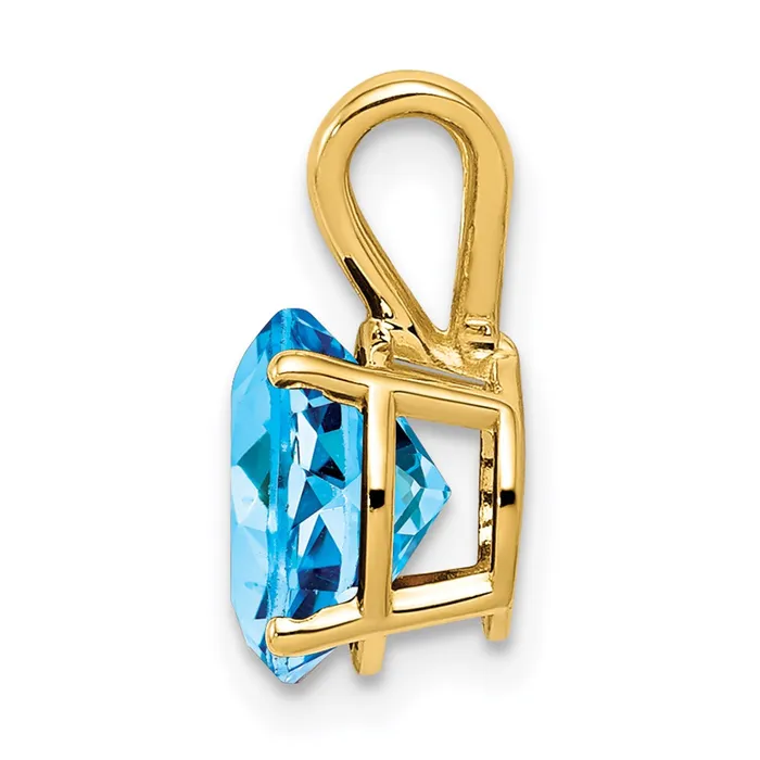 Goldia 14K Yellow Gold 8mm Blue Topaz pendant Necklaces