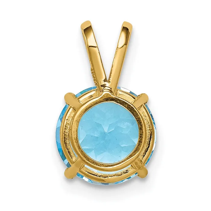 Goldia 14K Yellow Gold 8mm Blue Topaz pendant Necklaces
