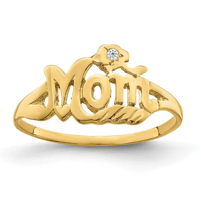 Goldia 14k Yellow Gold AAA Diamond Mom Ring Rings