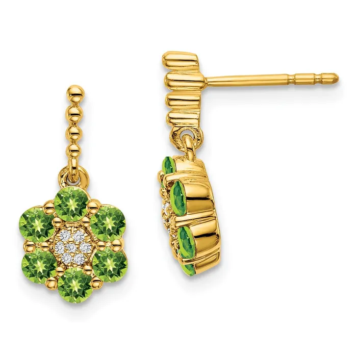 Goldia 14k Yellow Gold Peridot and Real Diamond Earrings Earrings