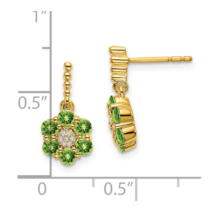 Goldia 14k Yellow Gold Peridot and Real Diamond Earrings Earrings