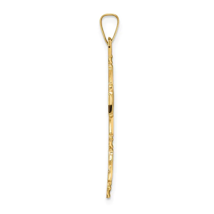 Goldia 14k Yellow Gold Polished Solid Floral Center Cross Pendant Necklaces