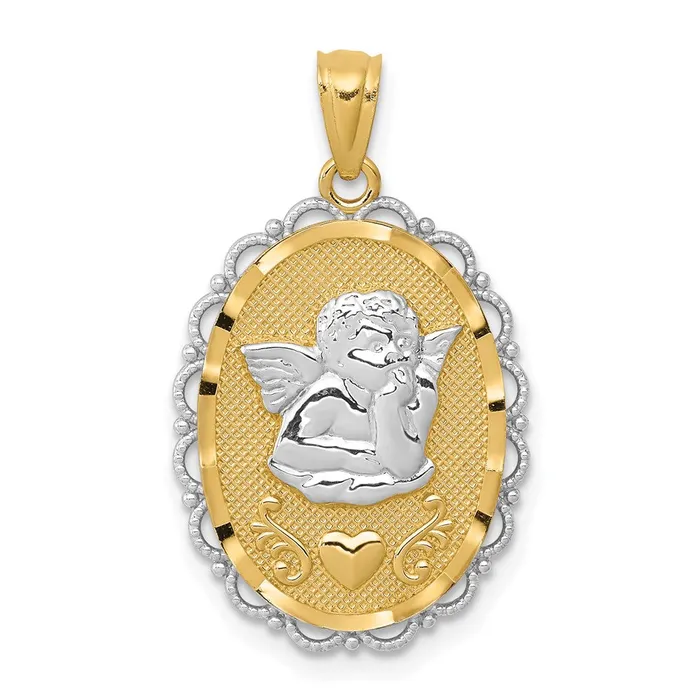 Goldia 14k Yellow Rhodium Gold wRhodium Angel Pendant PreStyled Sets