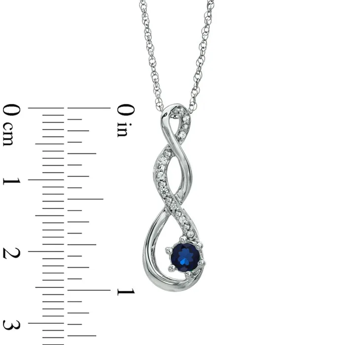 Goldia 45mm LabCreated Blue Sapphire and Diamond Accent Twist Pendant in Sterling Silver Necklaces Goldia 45mm LabCreated Blue Sapphire and Diamond Accent Twist Pendant in Sterling Silver Necklaces