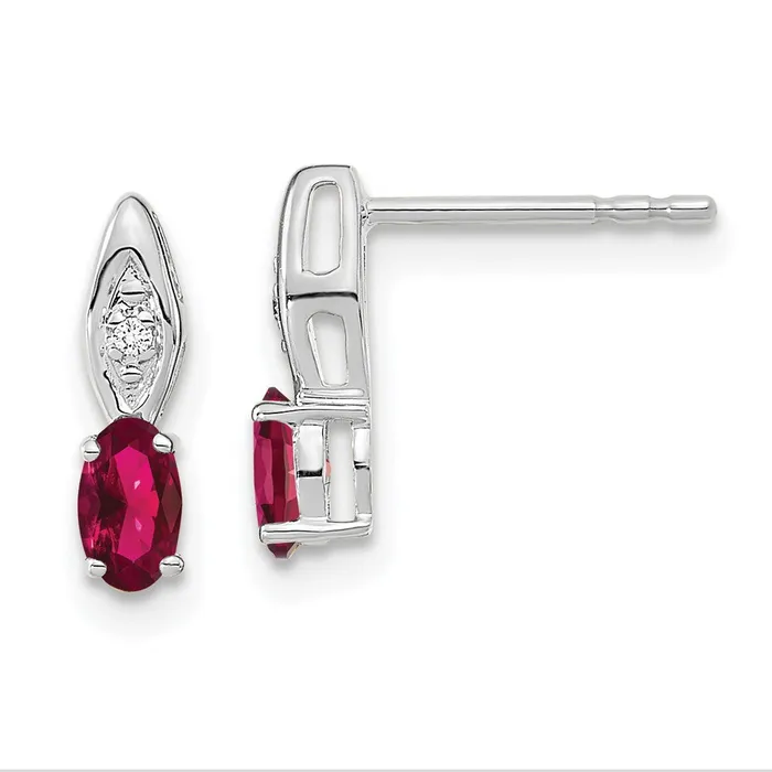 goldiaca Earrings 14k White Gold Ruby Diamond Earring