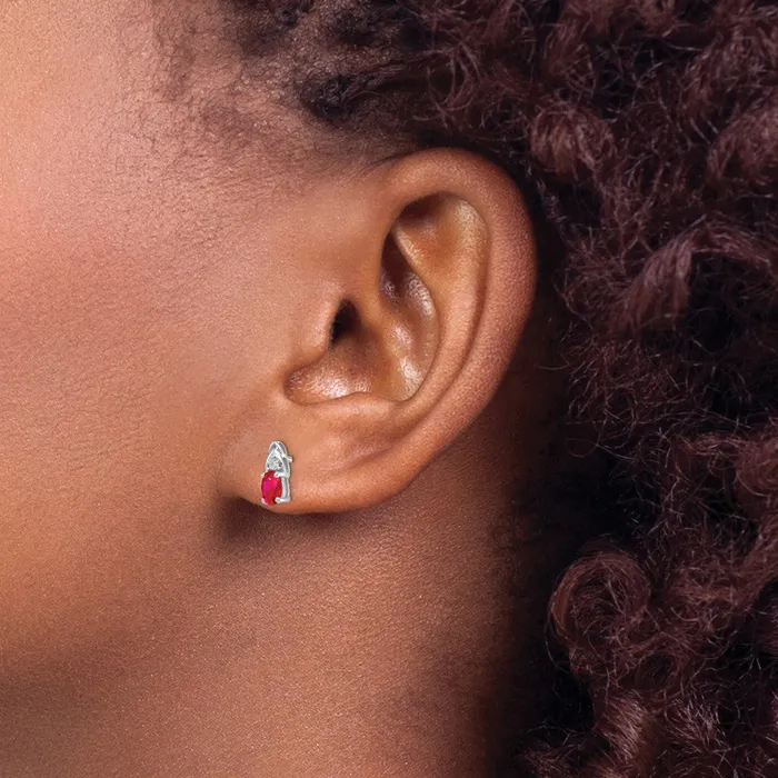 goldiaca Earrings 14k White Gold Ruby Diamond Earring