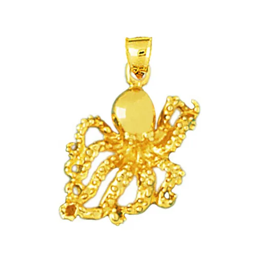 Goldia Charm Necklaces 14K Gold 15MM Cephalopod Octopus Charm